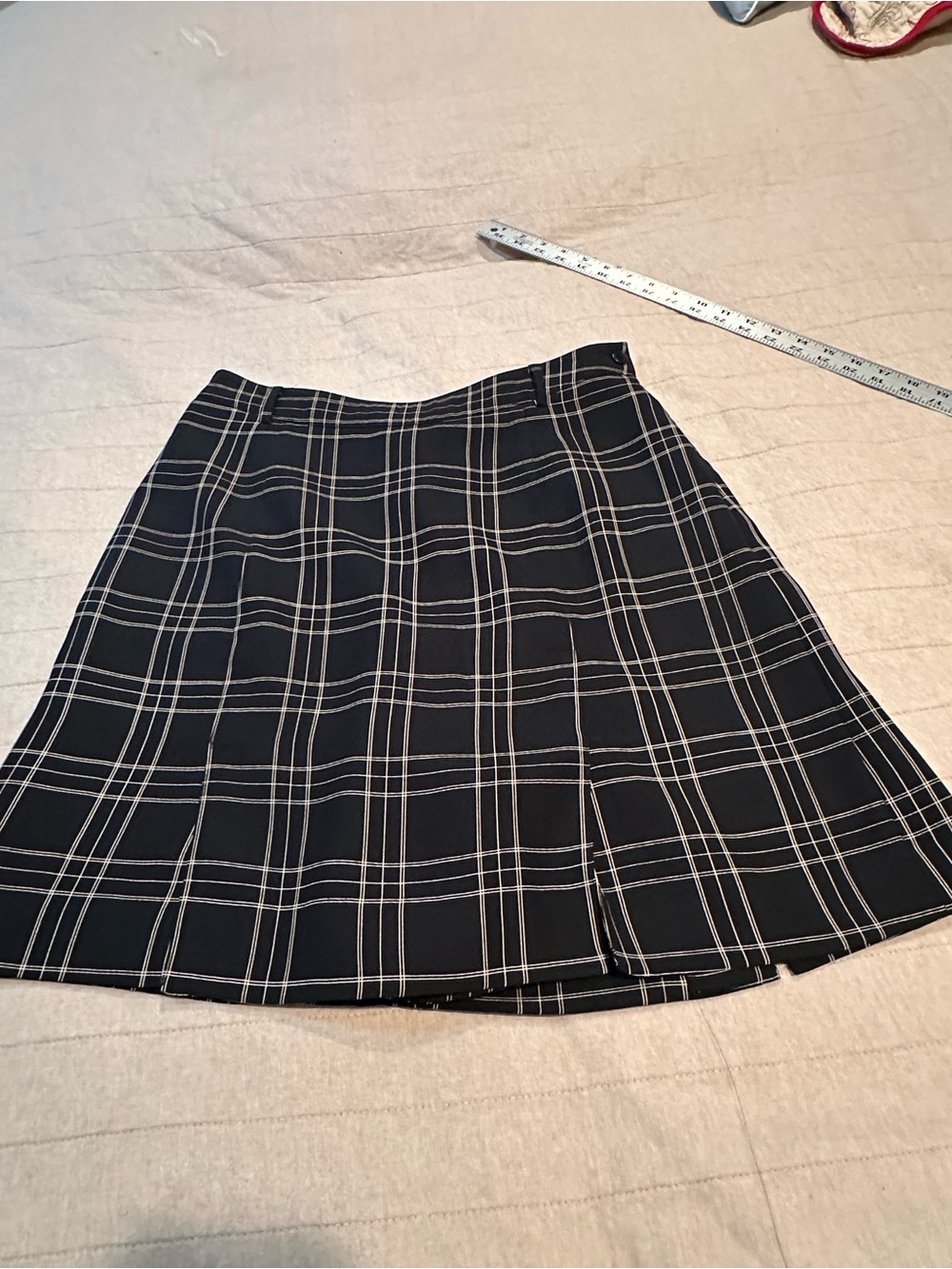 Astr Black Plaid Skater Skirt with White Windowpane